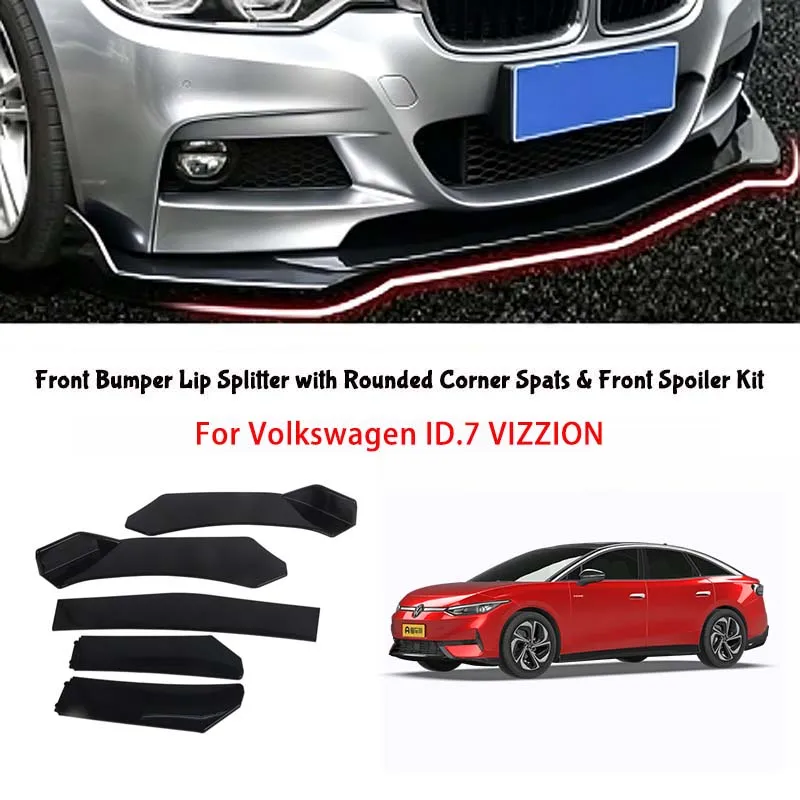 5-Segment Adjustable Front Bumper Lip Splitter Body Kit For Volkswagen ID.7 VIZZION body kits