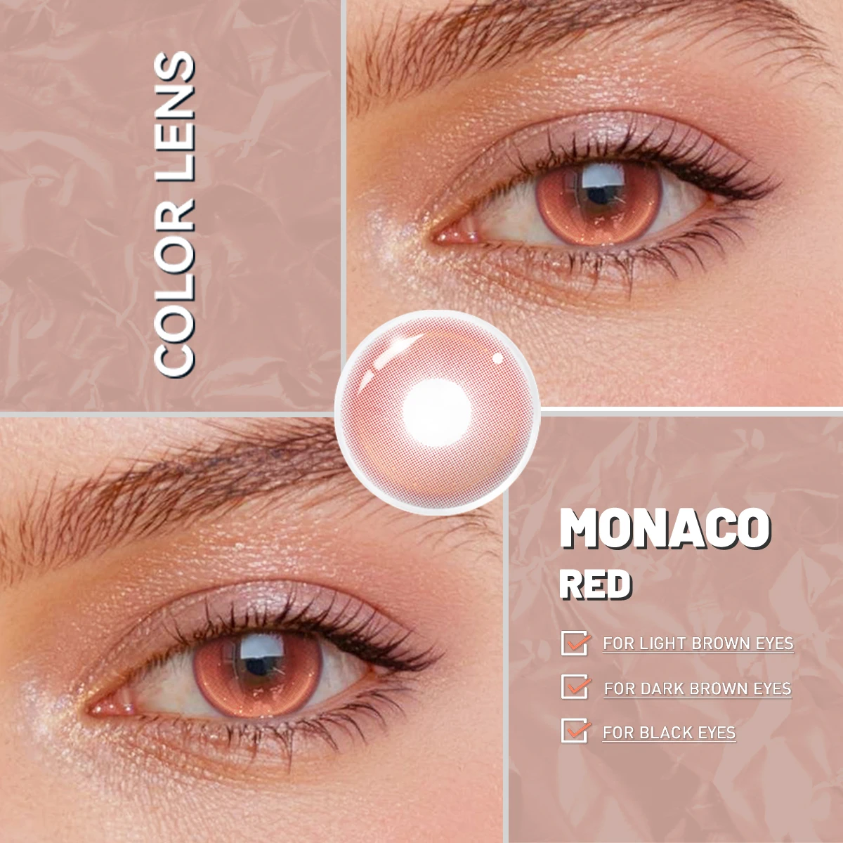 Visuashow 14,2mm Monaco Rot-Blaue Farbige Kontaktlinsen 1 Paar Halbjährige Mode-Schönheits-Farblinsen für Tägliches Party-Augen-Make-up – Detail 8