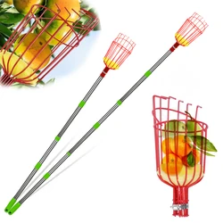 Telescopic Fruit Picker Stainless Steel Apple Picking Device Portable Harvesting Fruit Collector Catcher Detachable Picker Pole