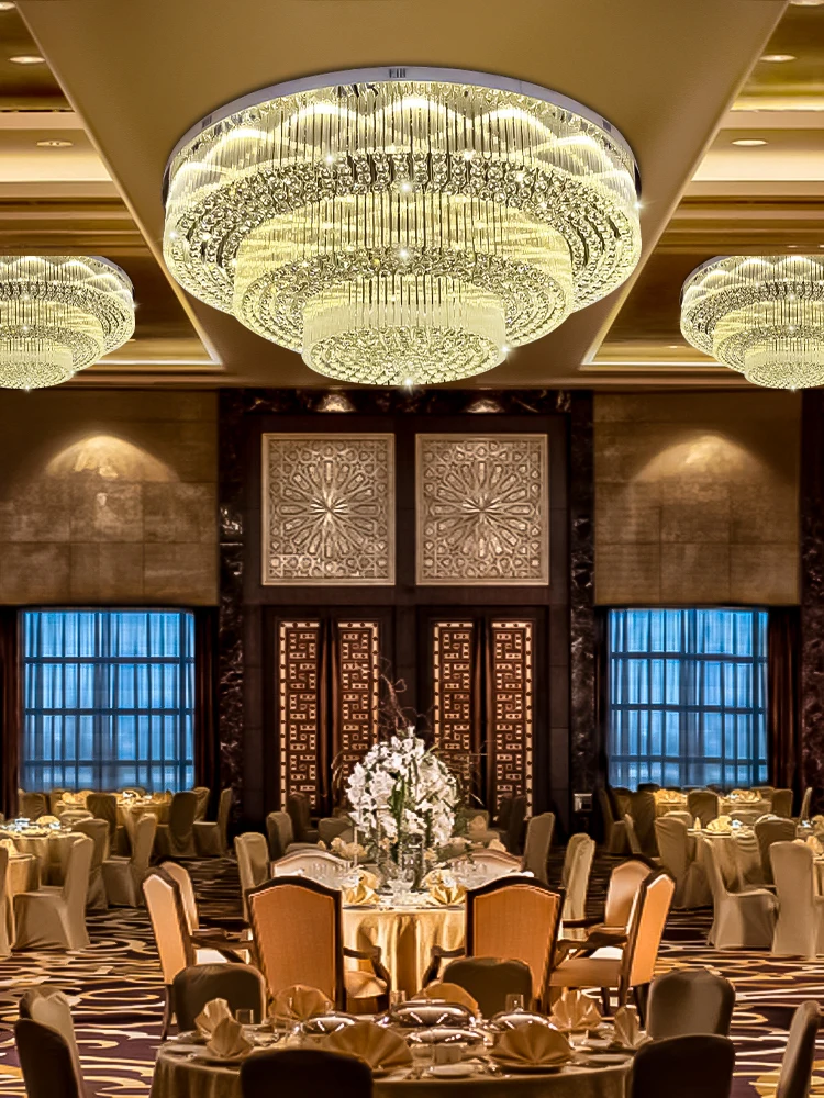 

Modern LED Hotel Banquet Ceiling lamp Villa Mall Lobby Banquet Hall Wedding Crystal Bespoke Large Pendant Ceiling Lamp