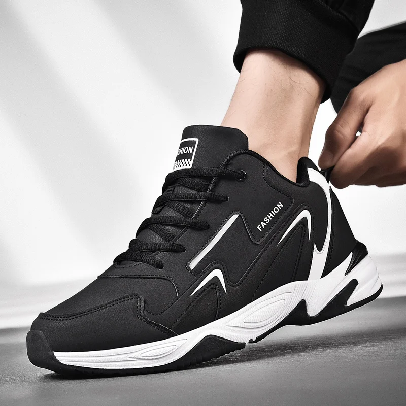 

Мужские и женские повседневные кроссовки на четыре сезона, новые кожаные уличные кроссовки с высоким берцем, удобная гоночная спортивная обувь для родителей и детей