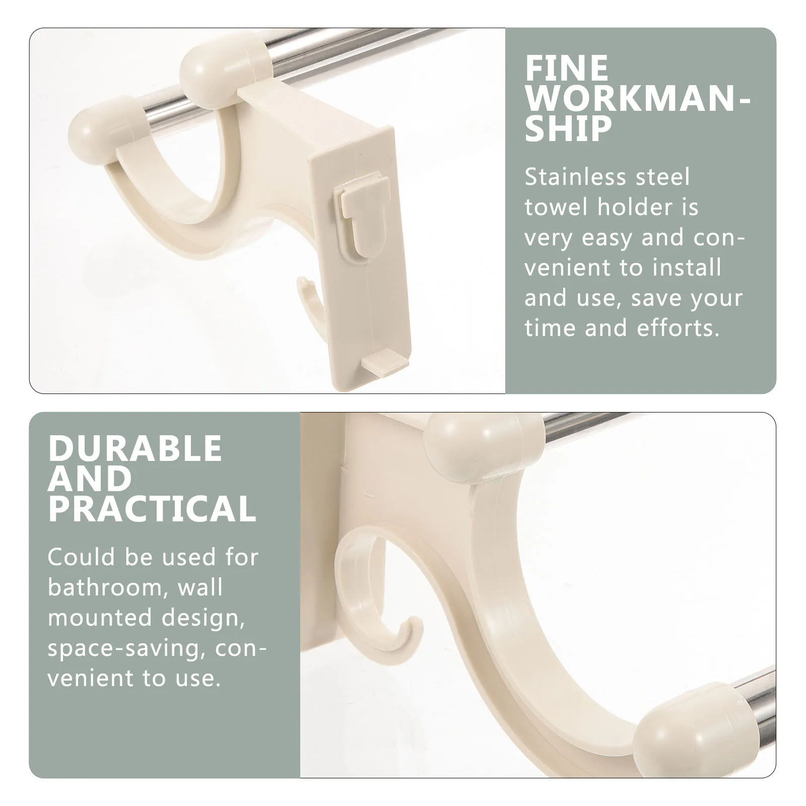 

Stainless Steel Towel Rack Bar Holder Bathroom Wall Mount Short Nordic Style Double Towel Bar Storage Solution