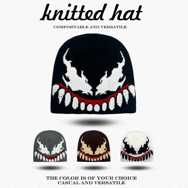 Warm Street Fashion Personal Beanies Versatile Rap Hip-hop New Men Women European American Style Jacquard Grimace Knitted Hats