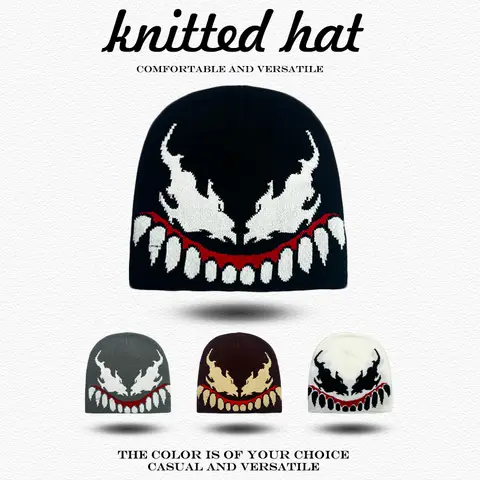 Warm Street Fashion Personal Beanies Versatile Rap Hip-hop New Men Women European American style Jacquard Grimace Knitted Hats