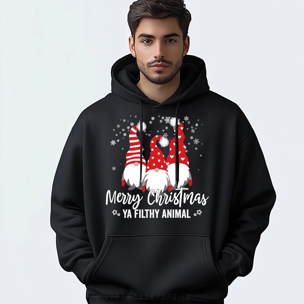 

Merry Christmas Ya Filthy Animals Funny Christmas Gnome Graphic Sweatshirts Men's Sweatshirts Funny