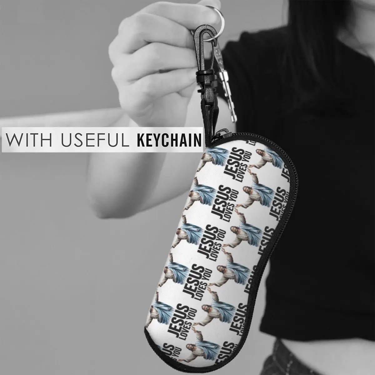 Jesus Loves You Shell Brillenetui, tragbare Sonnenbrillenbox für Damen und Herren, weiche Brillentasche