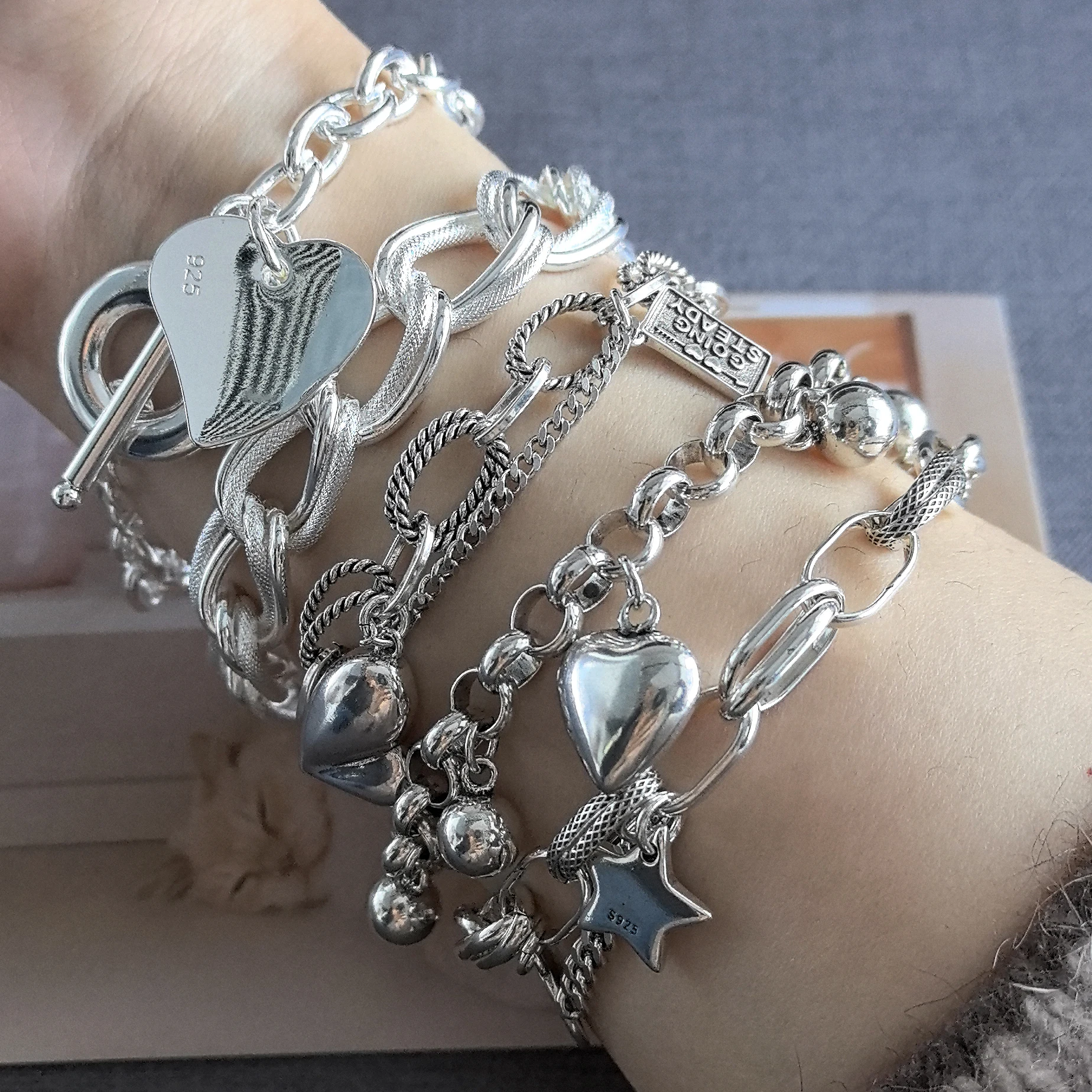 

Браслет VENTFILLE из стерлингового серебра 925 пробы в стиле панк для женщин, модная цепочка с ярким дизайном, универсальное украшение, подарок, дропшиппинг