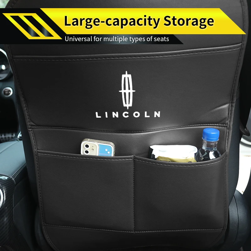 Car Anti-Kick Pad Seat Back Storage Pocket Kick Guard Auto Accessories For Lincoln MKZ MKX Aviator Navigator Continental
