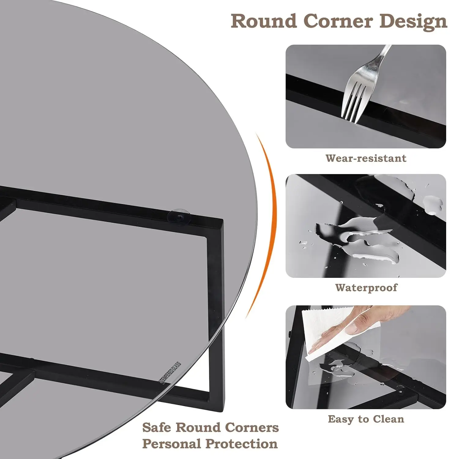 โต๊ะกาแฟกระจกนิรภัยทรงกลม โต๊ะตกแต่งบ้านสไตล์โมเดิร์นพร้อมโครงโลหะ โต๊ะกลางสไตล์มินิมอลสำหรับห้องนั่งเล่น เตียง