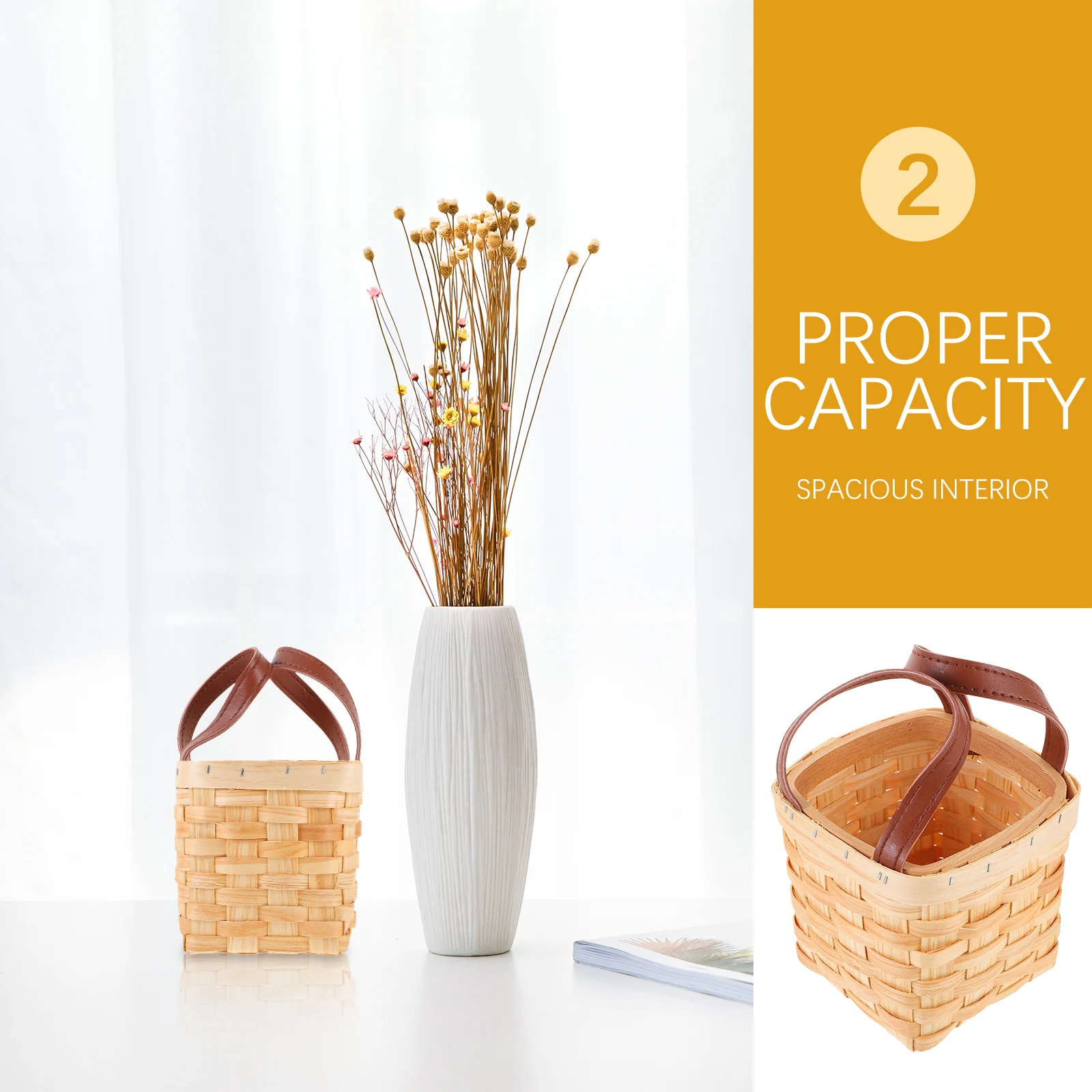 

Handheld Basket Exquisite Wood Weaving Handle Candy Flower Gift Mini Storage Basket Woven Baskets Mini Baskets
