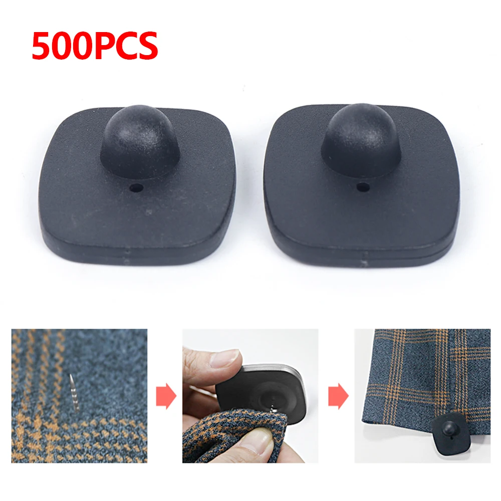 

500PCS High Quality Clothing Anti-Theft Buckle EAS 8.2MHz Supermarket Anti-Theft Magnetic Buckle Black with Nails