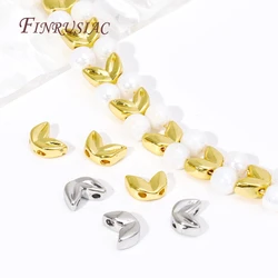18K Real Gold Plated Wheat Shape Spacer Beads Metal Double Holes Bead For Necklaces DIY Supplies,Loose Beads Separators Wholesal