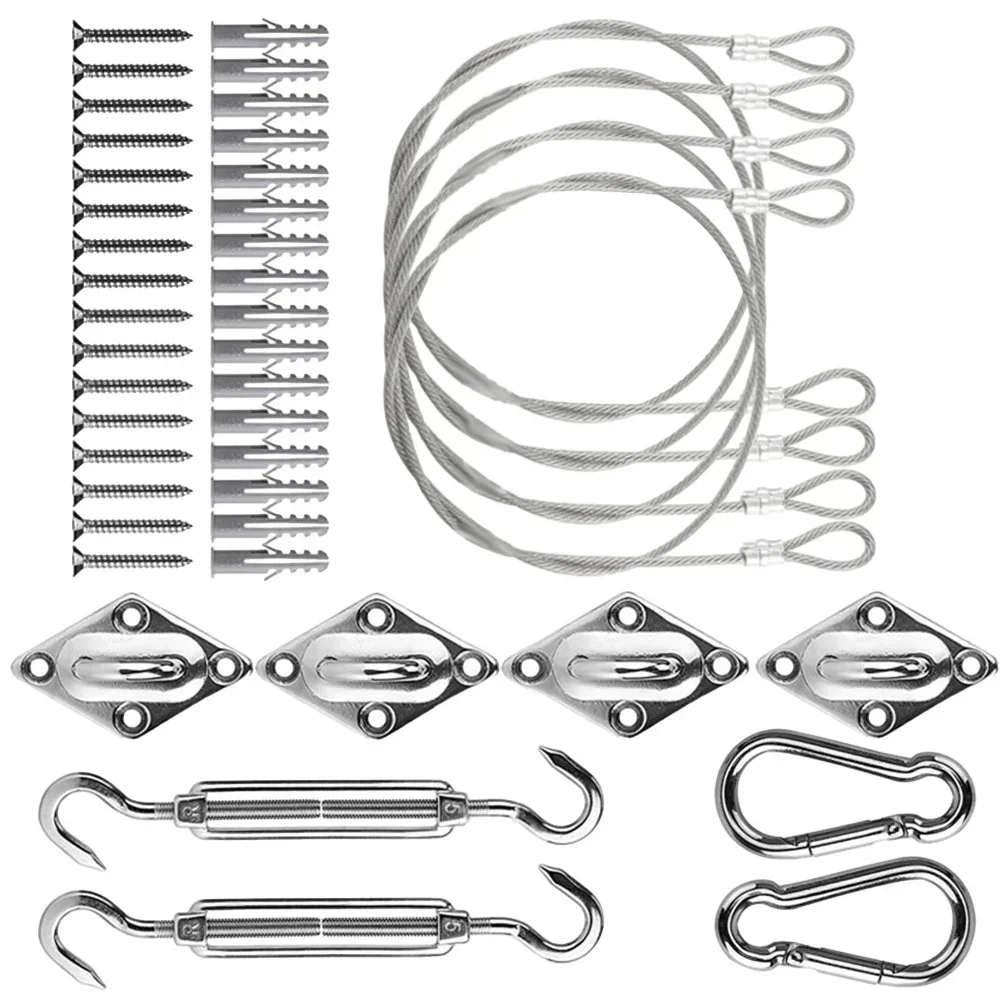 Triangle and Rectangle Shade Sail Hardware Kit Sturdy Stainless Steel Construction for Long lasting Performance