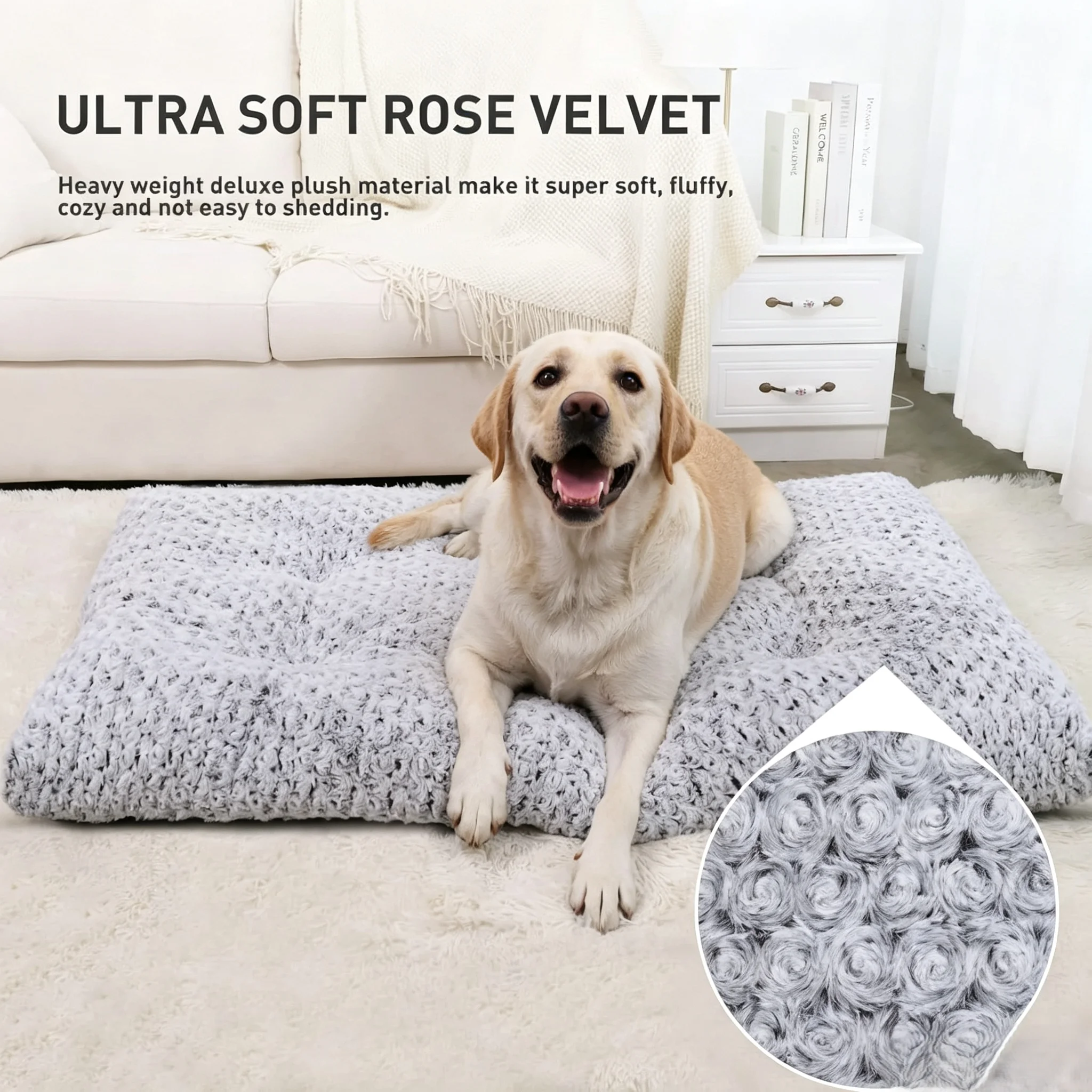 Washable Dog Bed Deluxe Plush Dog Crate Beds Comfy Kennel Pad Anti-Slip Pet Sleeping Mat For LargeJumbo,Medium,Small Dogs Breeds