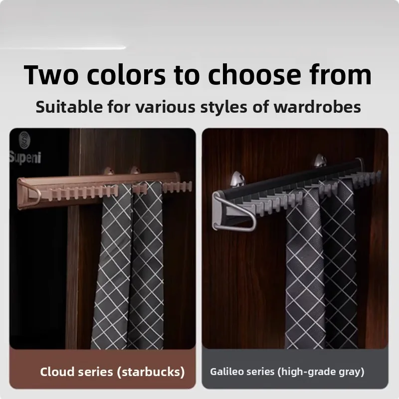 Pull-Out Scarf Organizer Racks Side-Mounted Closet Accessory Closet Belt Holder Multifunctional Wardrobe Hanger with Sliding