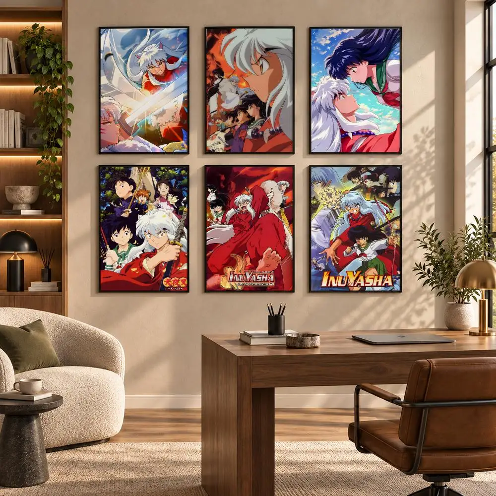 Anime I-Inuyasha Poster Self-adhesive Art Waterproof Paper Sticker Coffee House Bar Room Wall Decor
