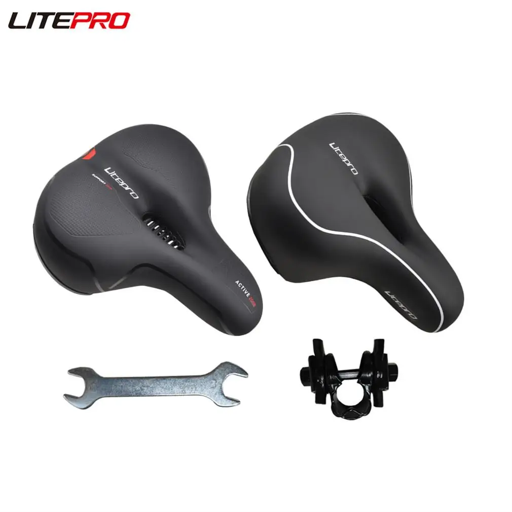 Litepro Folding Bicycle Waterproof Soft Large Area Cushion MTB Road Bike Shock Absorption Leather Saddle