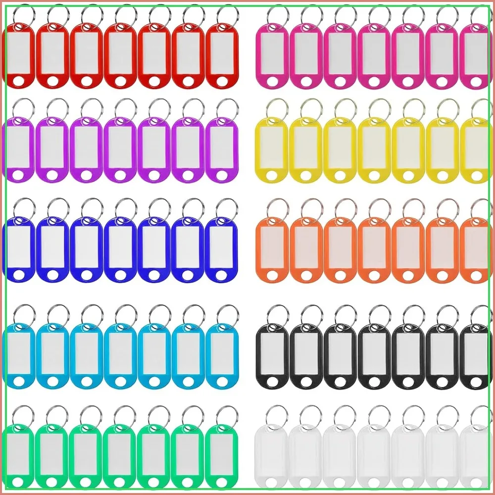 220 Pcs Plastic Key Tags with Ring and Label Window, Key Chain ID Tags for Name, Luggage