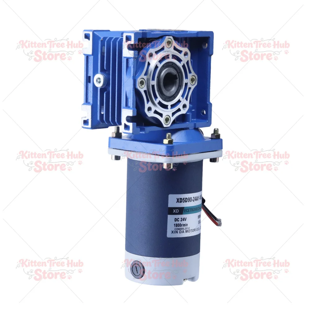 60W Worm Gear Motor DC 12V 24V RV30 RV40 Reduction Geared Motor High Torque 1800RPM for Conveyor Belt DIY Machinery Automation