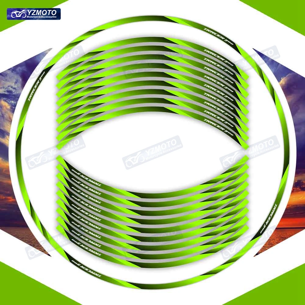 

Для мотоцикла TRACER900 17-дюймовая наклейка на переднее и заднее колесо в полоску, наклейка на колесо, декоративные светоотражающие водонепроницаемые наклейки на обод