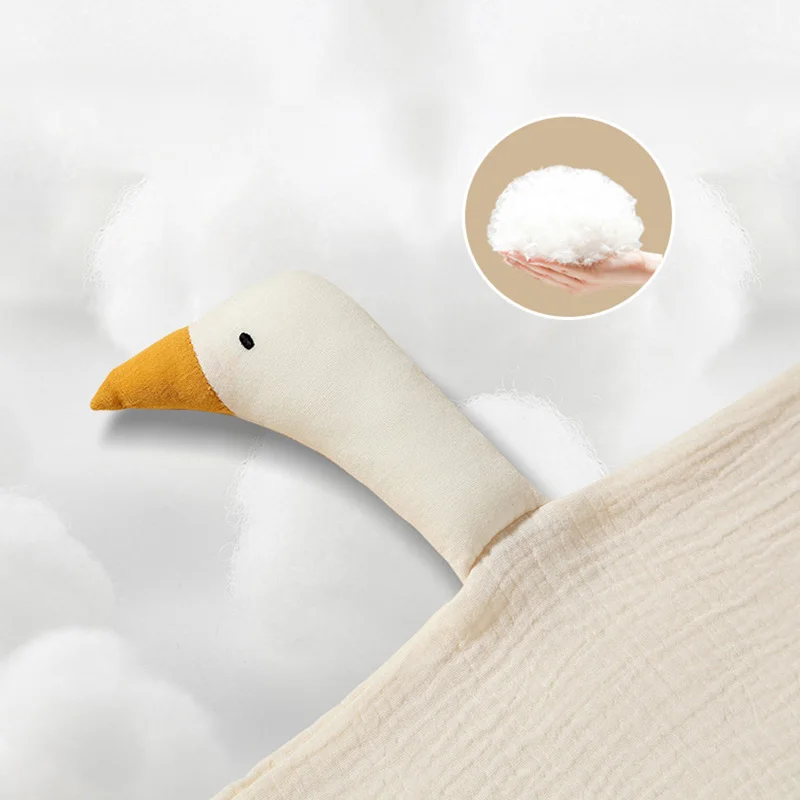 Baby Cotton Muslin Comforter Blanket Soft Newborn Sleeping Dolls Cute Swan Kids Sleep Toy Soothe Appease Towel Bibs Saliva Towel