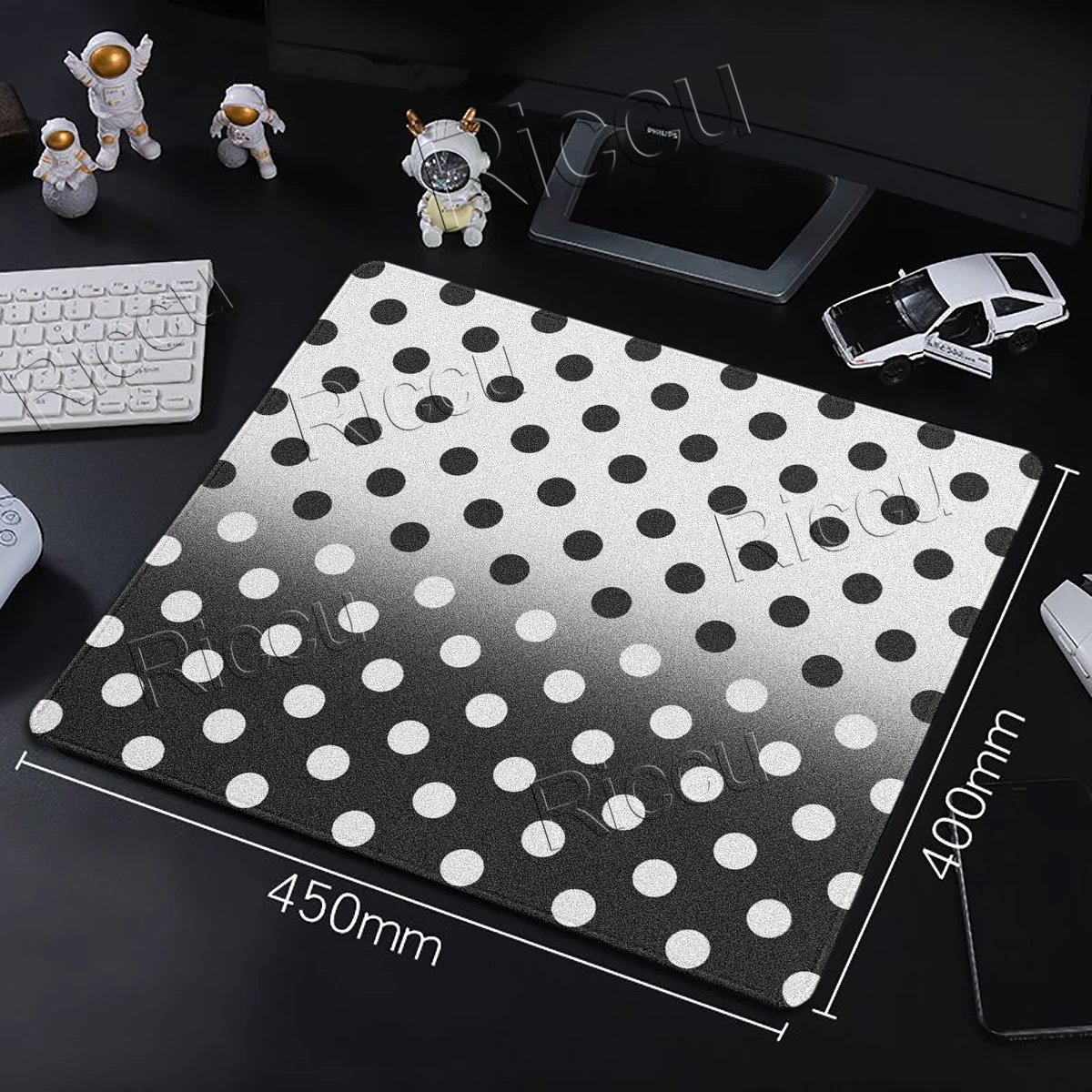 Black and White Polka Dot Desk Mat Gaming Small Mouse Pad Game Keyboard Mat Frosted Style Mousepad Home Decor Office Accessories