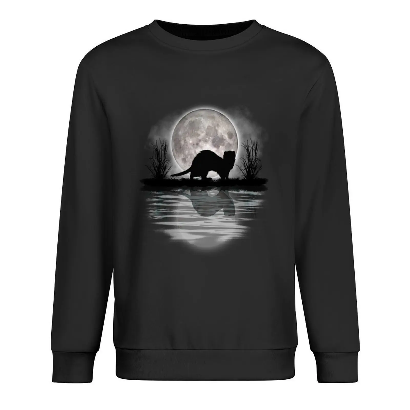

Pet Ferret Tee Funny Ferret, Full Moon Weasle Gift Silhouette Gift Pullover male clothes anime clothes men's sweatshirt