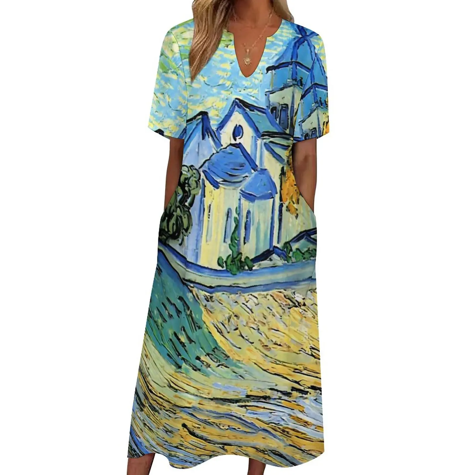 Van Gogh Dress Summer The Church Of Saint Paul Street Wear Casual Long Dresses Woman Night Club Maxi Dress Birthday Gift