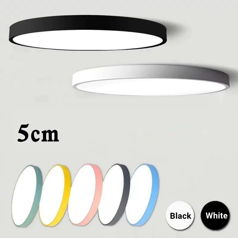 

Round Macaron LED Ceiling Lamp Colorful Home Decoration LED Light Fixture Tricolor Dimmig Ceiling Light For Kitchen Bedroom 220V