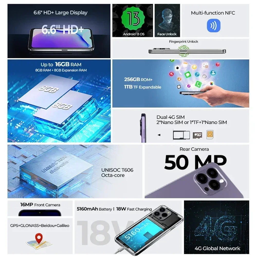 Imagem -03 - Hotwav-nota 13 Pro Smartphone Celular 66 hd 90hz 16gb Mais 256gb Câmera 50mp ai 5160mah 18w Carregamento Rápido Celular Nfc