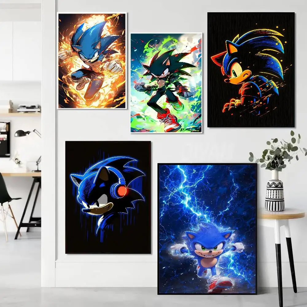 سونيك أنيمي ذاتية اللصق ملصق فني يتوهم الجدار ملصق لغرفة المعيشة زخارف للحانات اللوحة الزخرفية خمر #1