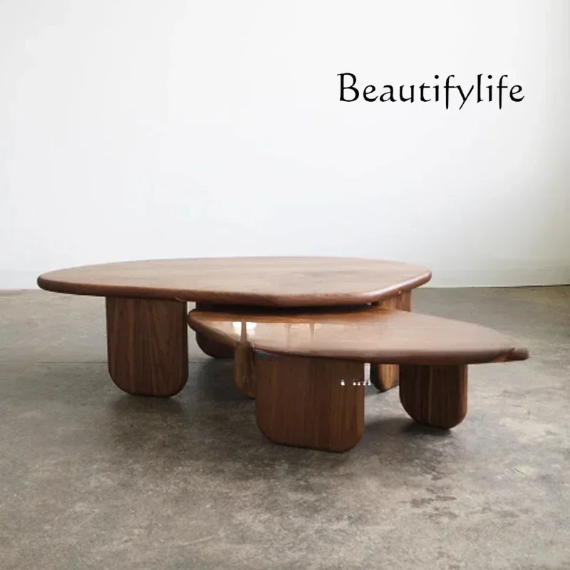 

NEW N Medieval retro irregular coffee table creative wabi-sabi wind small apartment home low table B & B tea table