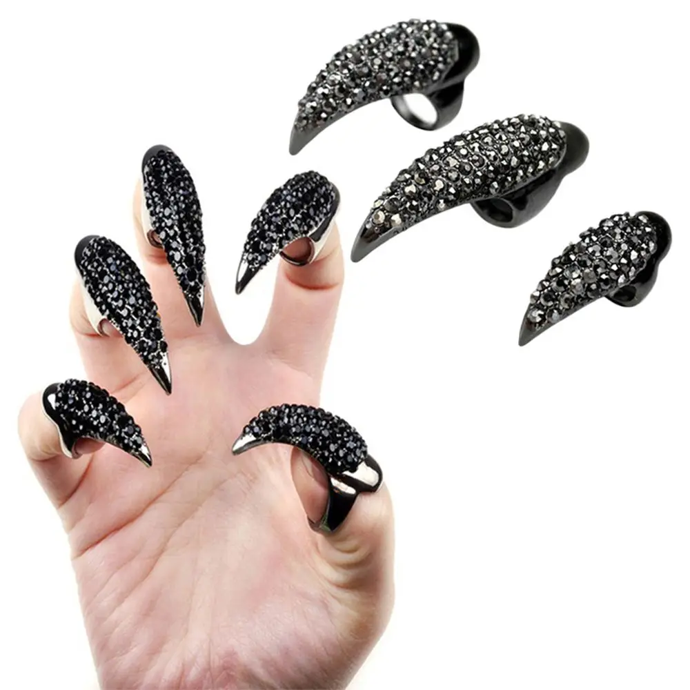 

Punk 1pcs Cool Rock New Brand Finger Nail Crystal Rhinestones Exquisite Gothic Punk Eagle Claw Hook Ring