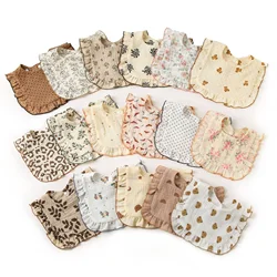Cotton Baby Bib Infant Muslin Burp Cloths Girls Feeding Bibs Drool Saliva Towel Toddler Ruffle Floral Bib Babies Accessories