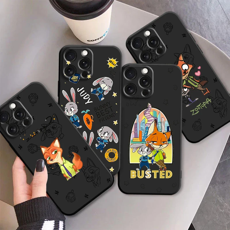 

Zootopia Judy Nick Disney For iPhone 15 14 13 12 11 XS XR X 8 7 SE Pro Max Plus Mini Black Soft Phone Case
