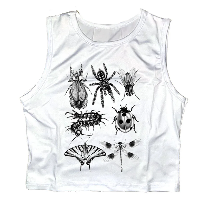 Y2k Style Print Tank Top Sleeveless Women Punk Crop 2000s Vintage Girls Gothic Fairycore Corset Grunge Tank Emo Girls One Pieces