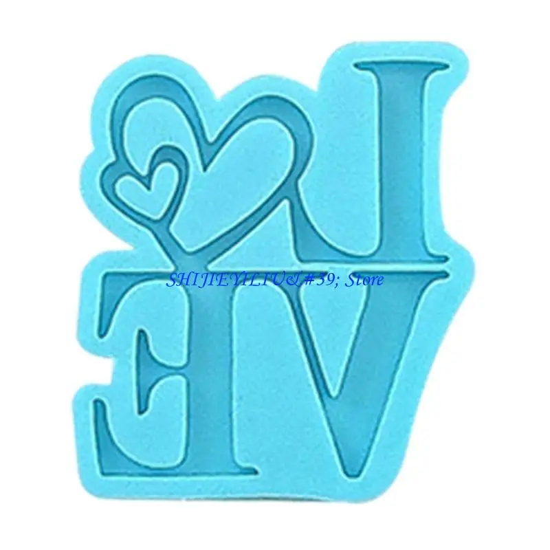 E21F قالب سلسلة المفاتيح السيليكون مع ثقب DIY بها بنفسك ديكور الراتنج قلادة قالب عيد الحب