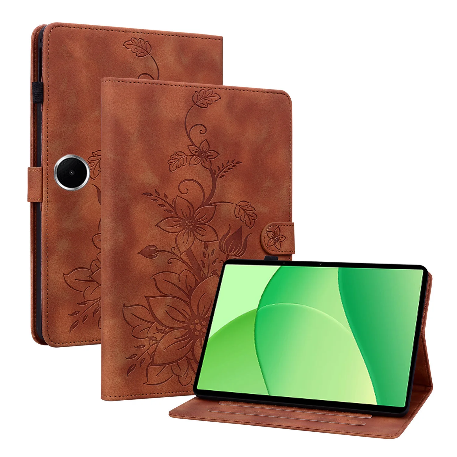 

Emboss PU Leather Case for OPPO Pad SE 2025 11.0 inch Model OPD2417 Adjustable Stand Cover With Card Slots Shockproof