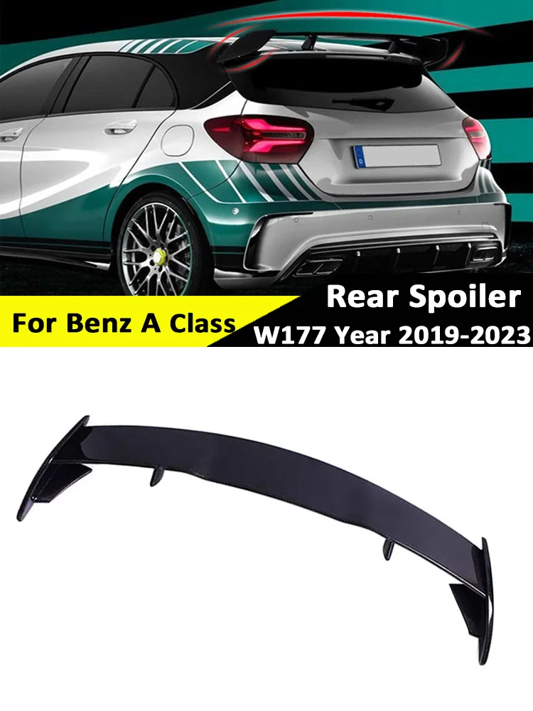 

For Mercedes Benz A Class W177 Rear Trunk Spoiler Wing Kit Hatchback A35 A45 AMG A180 A200 A250 2019-2023 Gloss Black Carbon