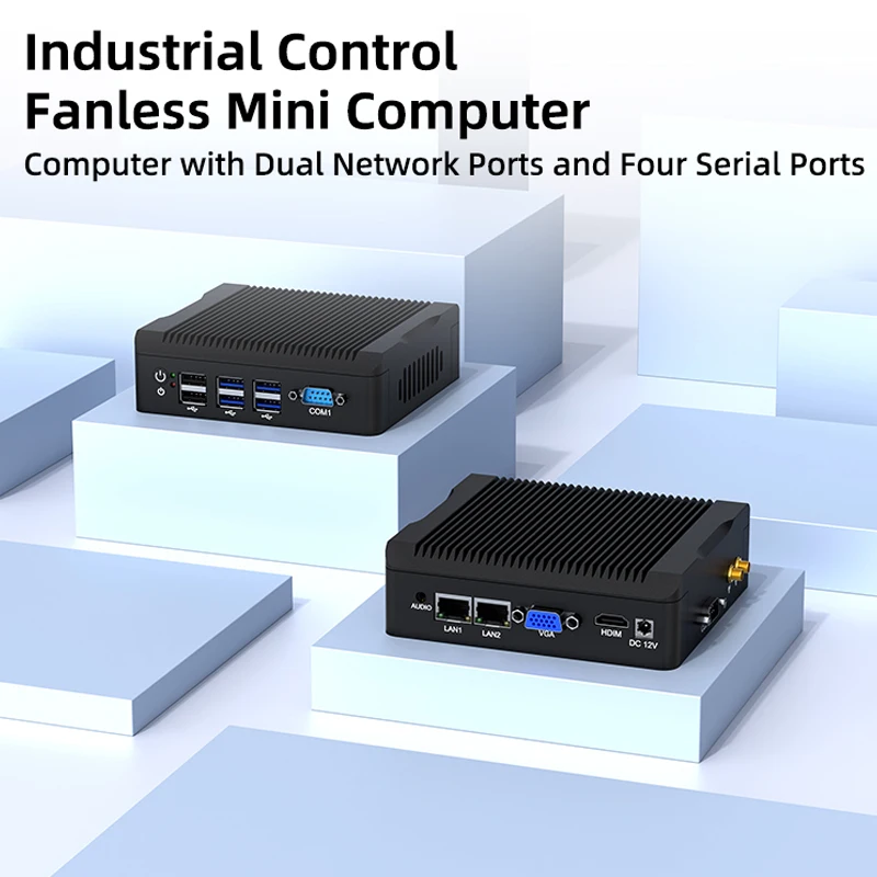 YCTipc N5095 N2940 J4125 Micro Desktop Computer Industrial Control Fanless Computer Dual Network Ports and Four Serial Ports