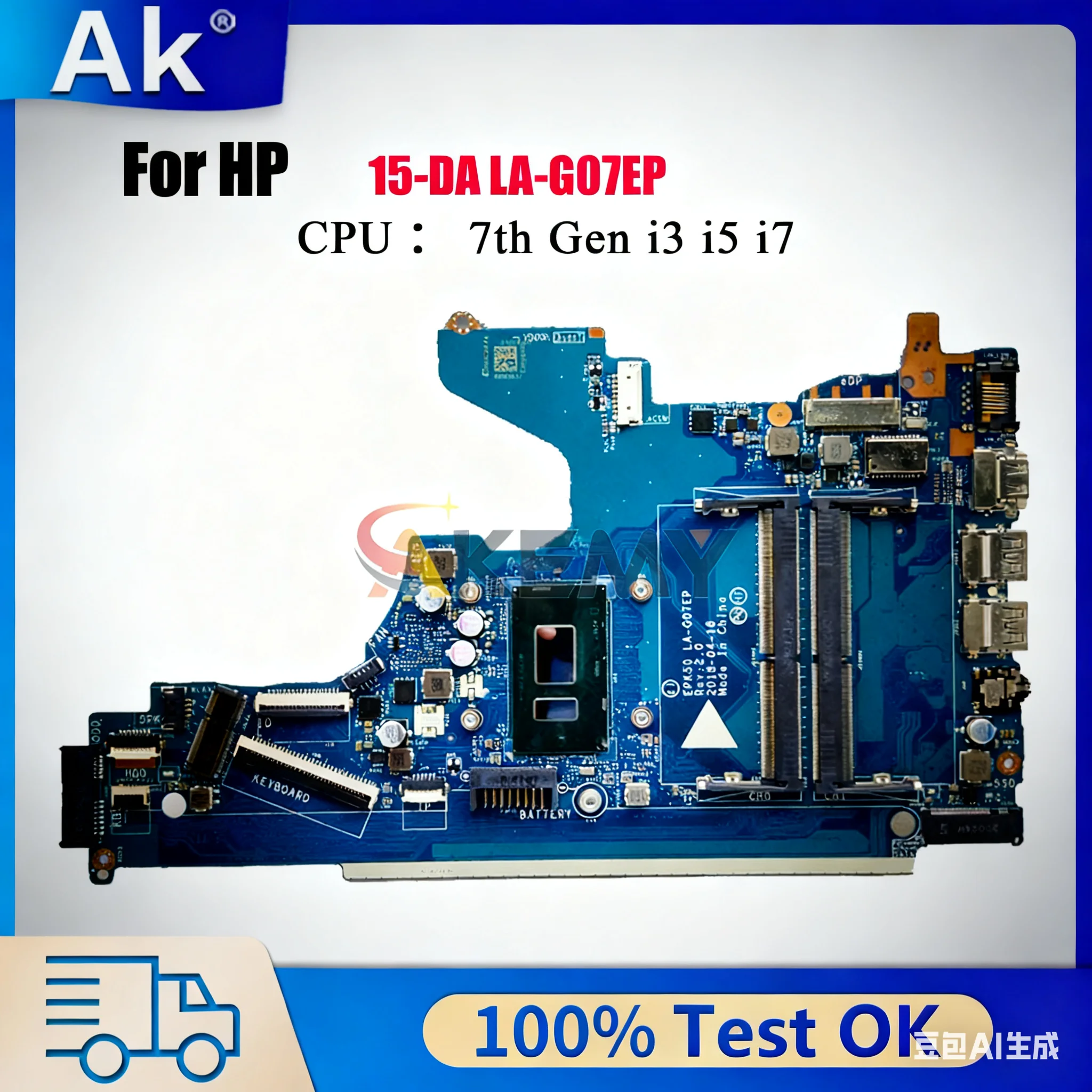 

LA-G07EP Laptop Motherboard For HP Pavilion 15-DA 250 G7 With i3 i5 i7 7th 8th Gen CPU DDR4 L20369-601 L20371-001