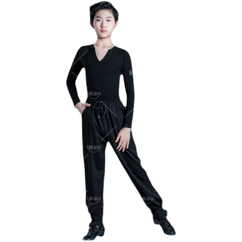 Boys Latin long sleeve training suit new children's grade competition suit boys Latin pants performance training suit set