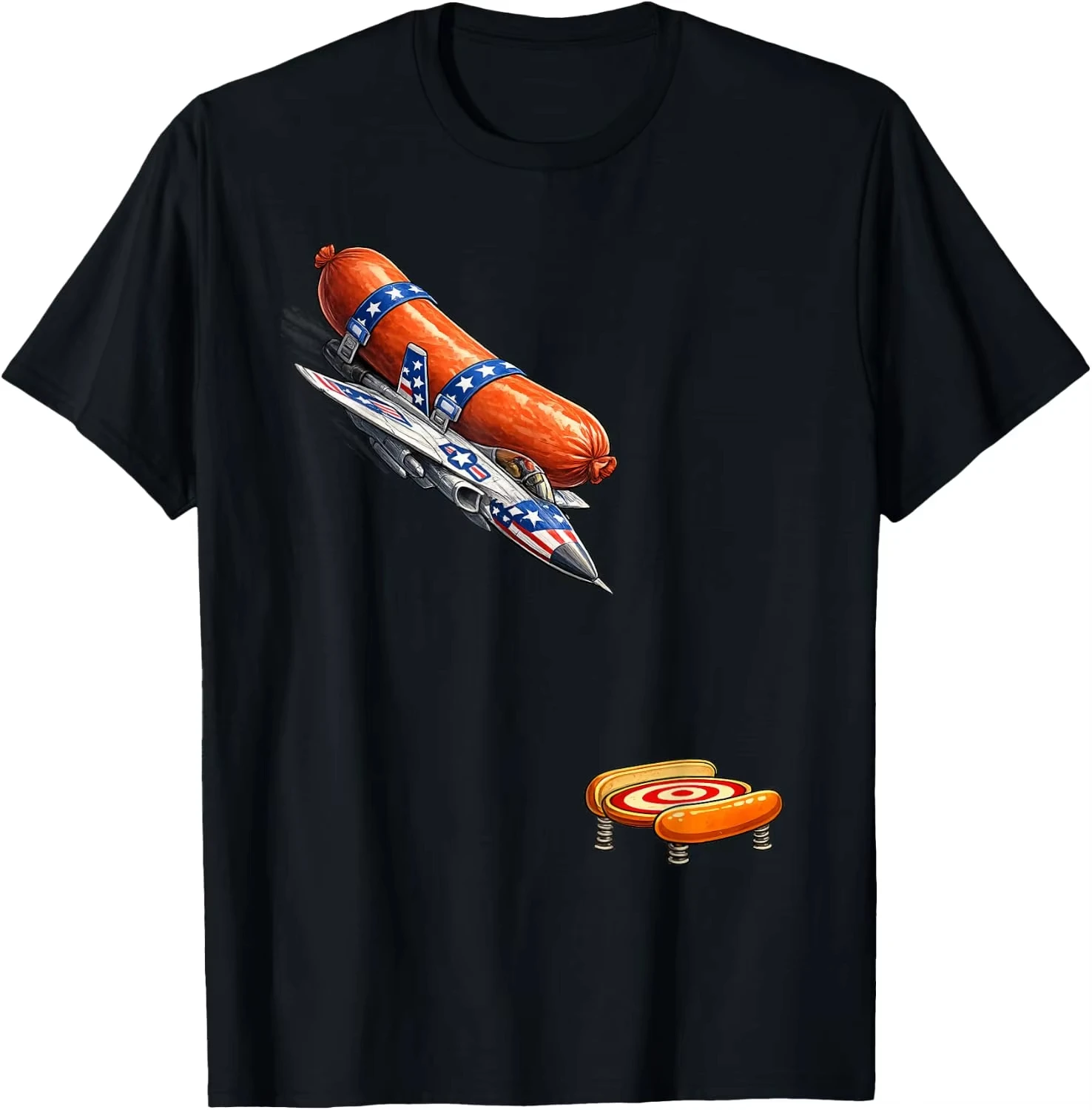 Hotdog Freedom Dive Funny Uncle Sam Hot Dog Jumping Into Bun T-Shirt Women's and Men's Unique Prints Comfortable Soft Gift
