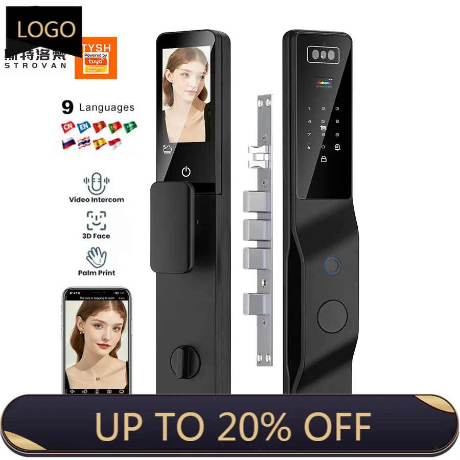 

STLF Fully Automatic Anti-theft Tuya 3d Face Smart Locks Wifi Facial Recognition Video Intercom Fingerprint Door Lock