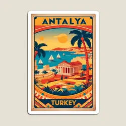 Antalya Turkey Vintage Travel Tourism  Magnet  Cute Stickers Refrigerator Kids Children for Fridge Organizer Decor Magnetic
