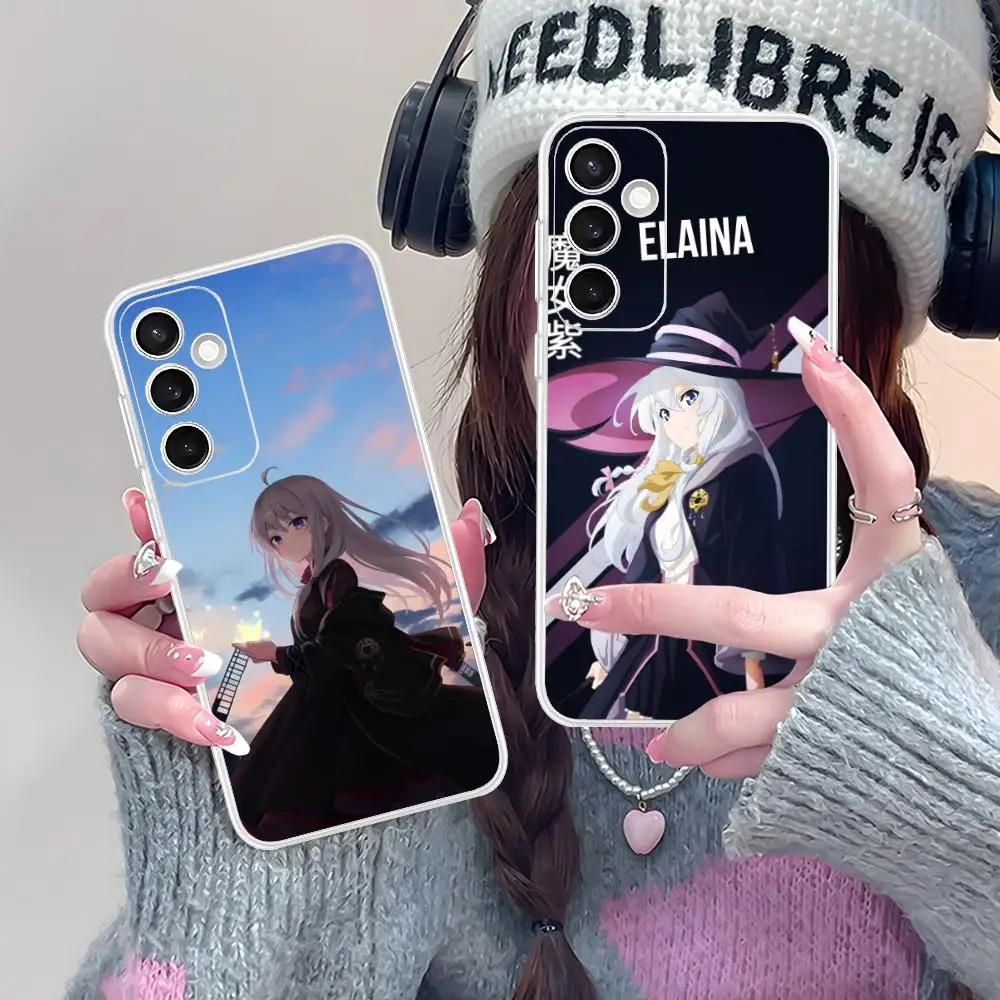 

Чехол для телефона Wandering Witch Elaina для Samsung Galaxy S25 S24 S23 S22 S21Plus FE, ультра прозрачный цветной чехол, роскошный чехол