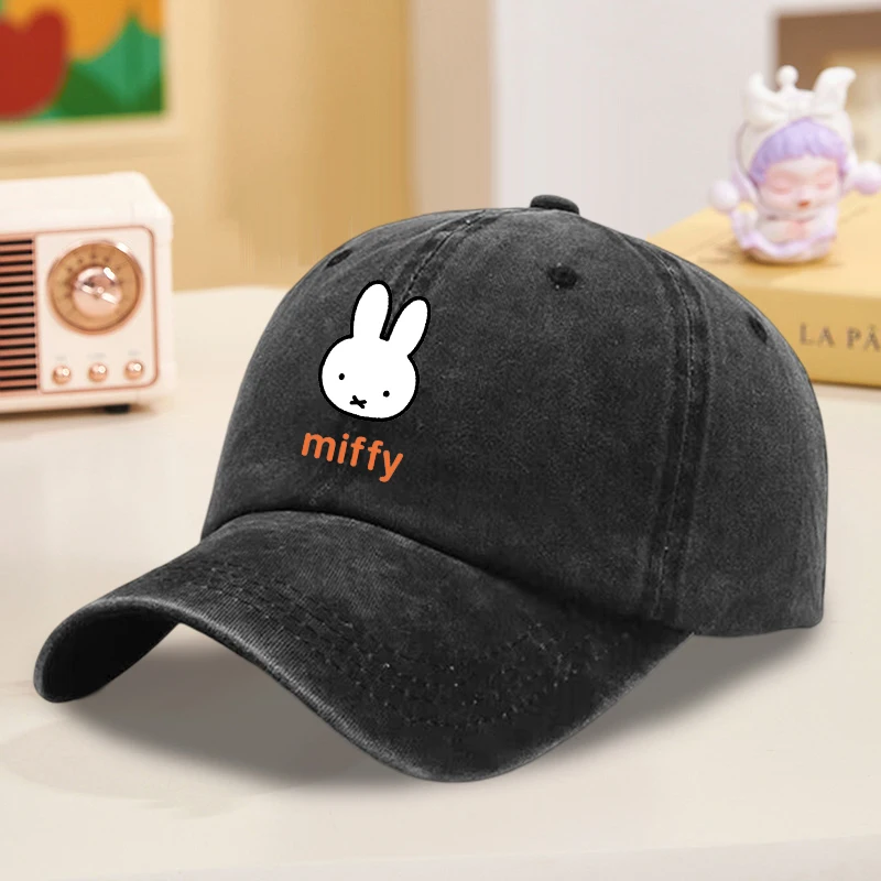 Niedliche Miffy-Baseballkappen mit Cartoon-Aufdruck, verstellbare Outdoor-Aktivitäts-Sonnenhüte aus gewaschenem Denim, modischer Sonnenhut, exquisite Geschenke