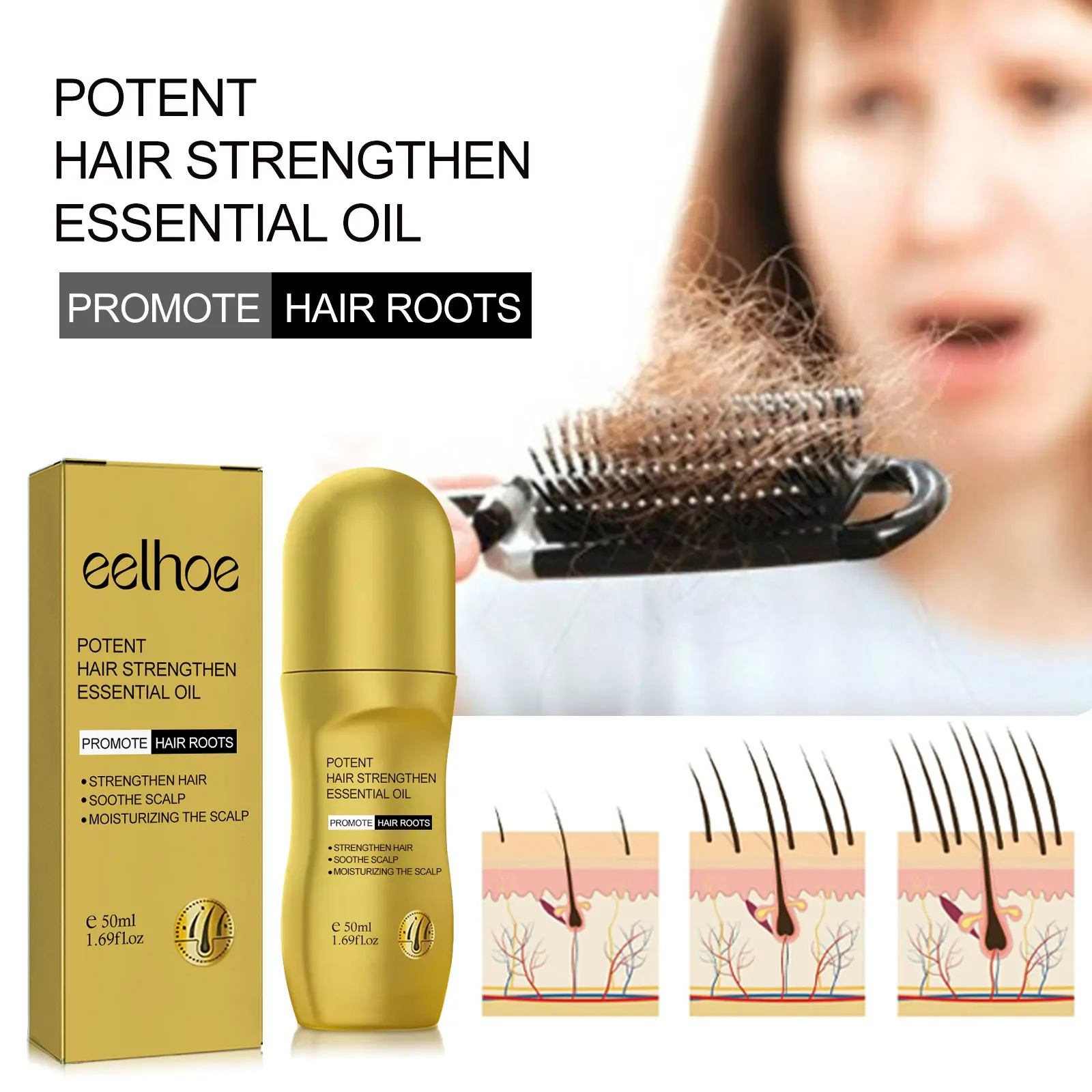 Thick-hair rollers, strong and nourishing for the hair roots, moisturizing the scalp, thick hair, and strengthening hair.