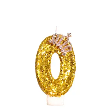 數位生日蛋糕金色皇冠立體金色大蠟燭 10 最佳銷售 金色蠟燭 - №5