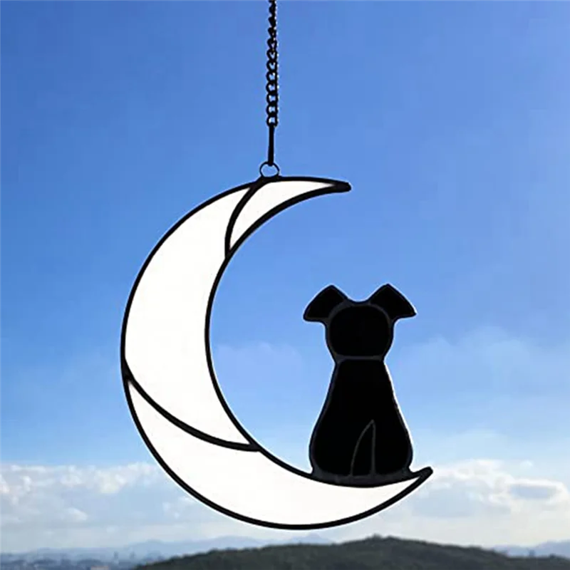 Vitrage chien de compagnie cadeaux commémoratifs pour les amoureux des chiens, tentures de fenêtre ornement Suncatcher, perte de chien sympathie cadeau C facile à utiliser